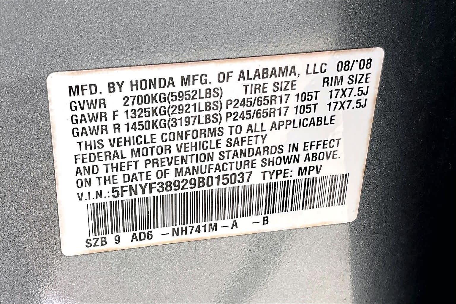 2009 Honda Pilot Touring Sterling Gray Metallic at Mac Haik Ford