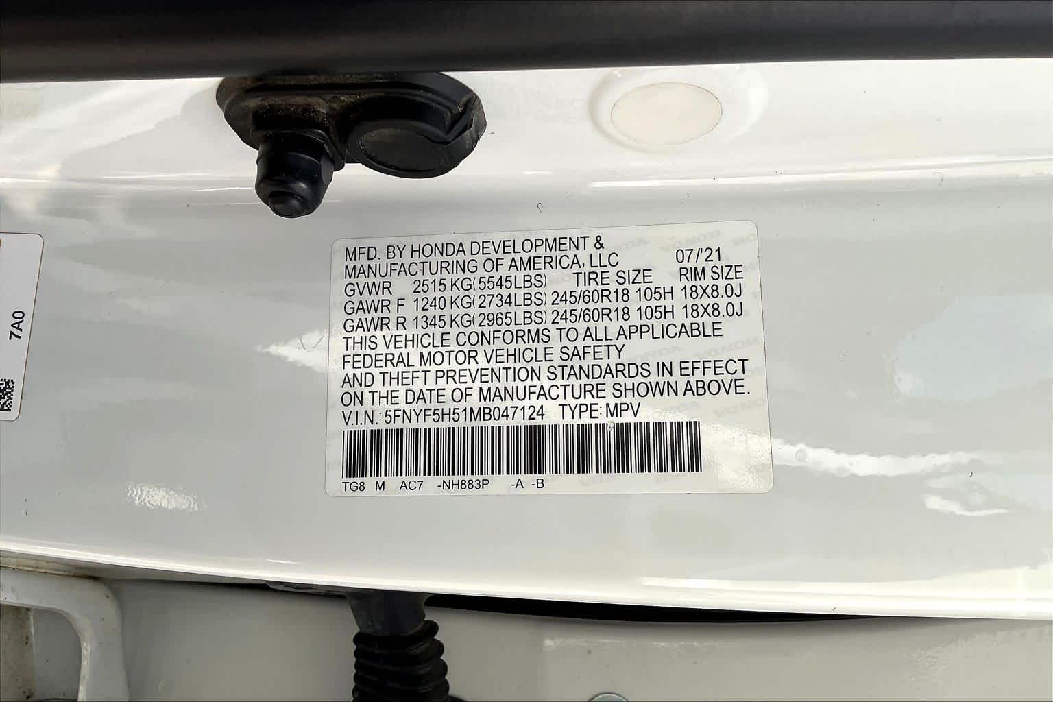 2021 Honda Pilot EX-L Platinum White Pearl at BMW of West Houston