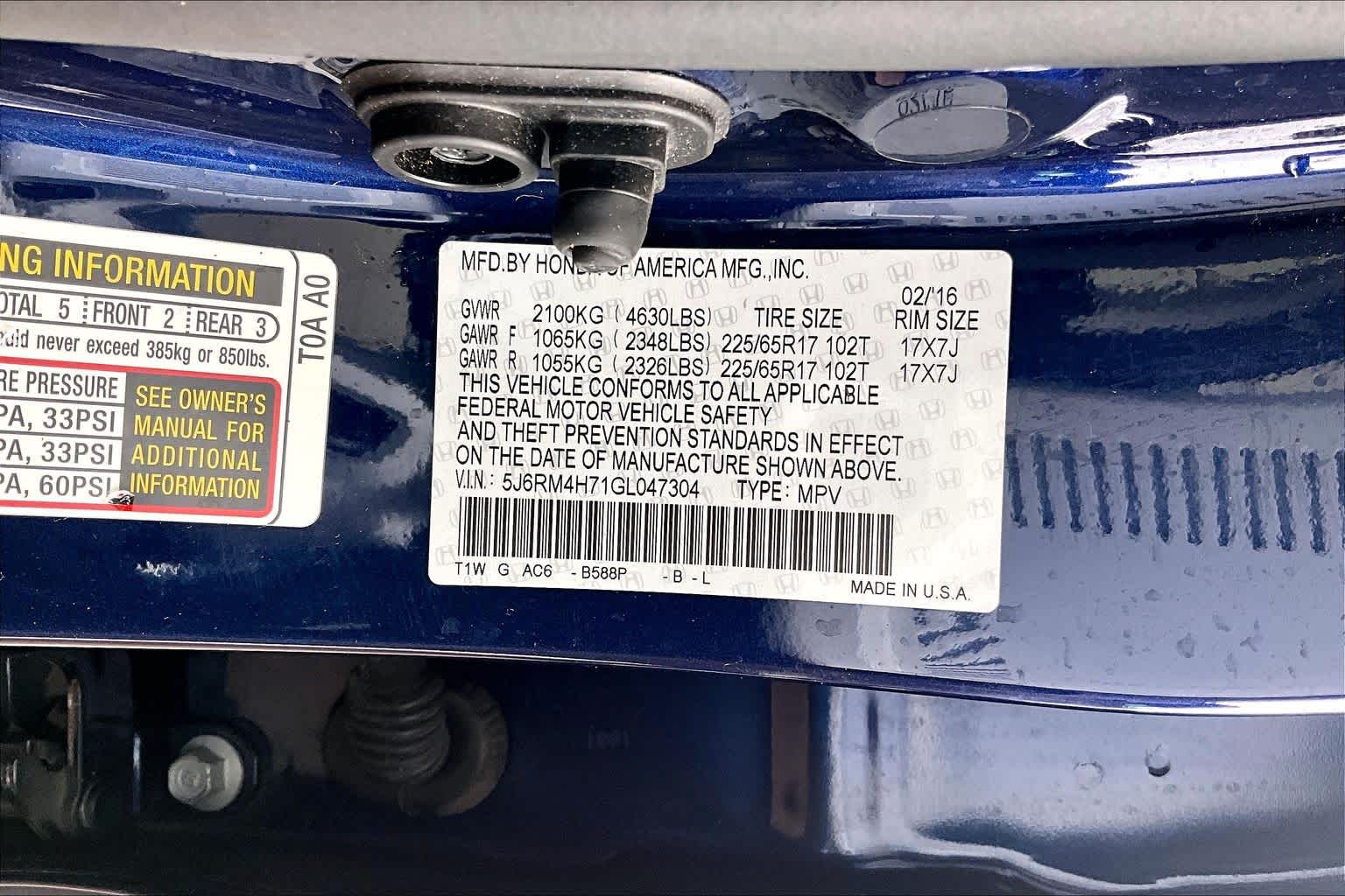 2016 Honda CR-V EX-L Obsidian Blue Pearl at Auto Boutique Texas