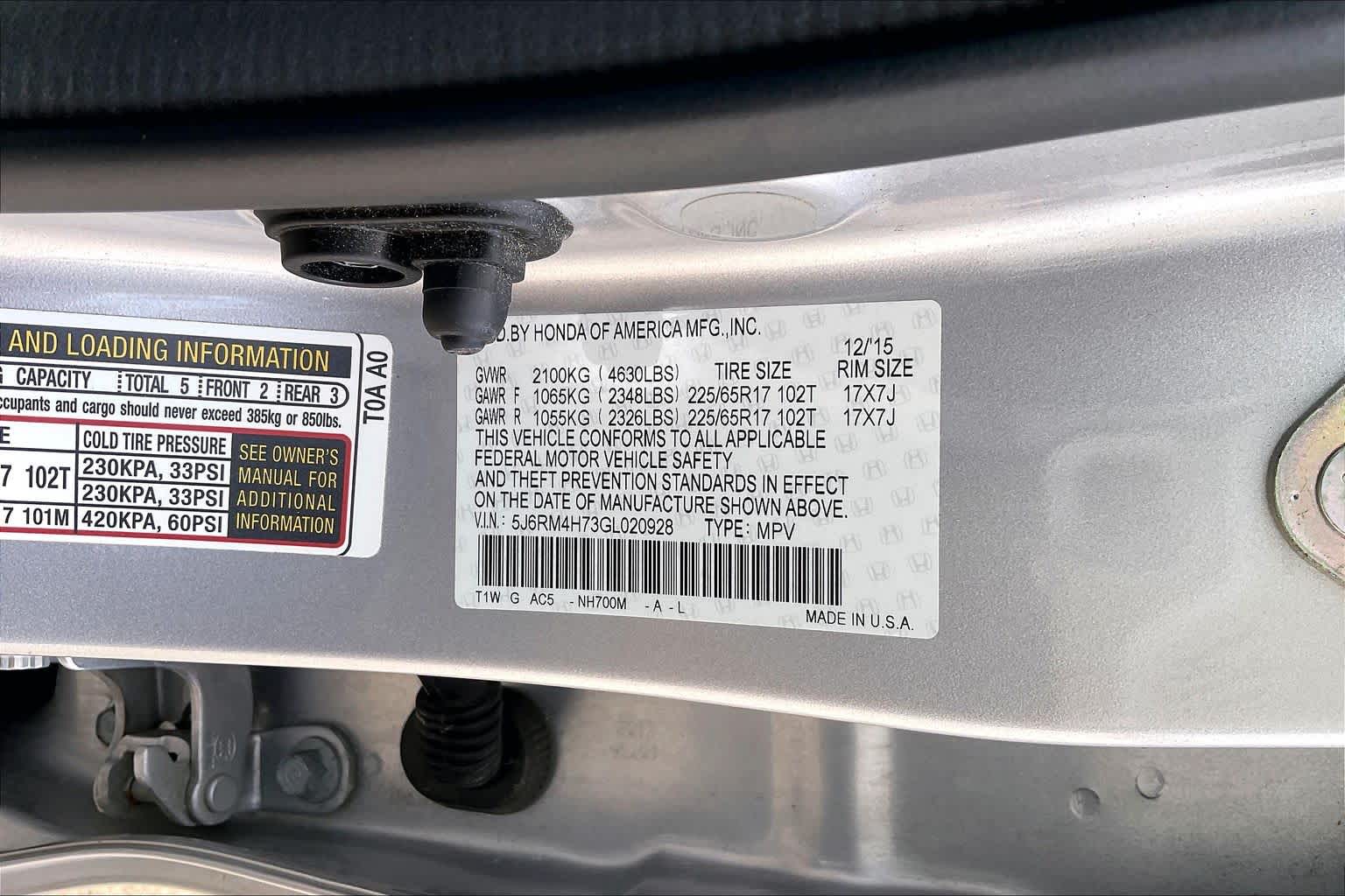2016 Honda CR-V EX-L Alabaster Silver Metallic at HGreg Houston