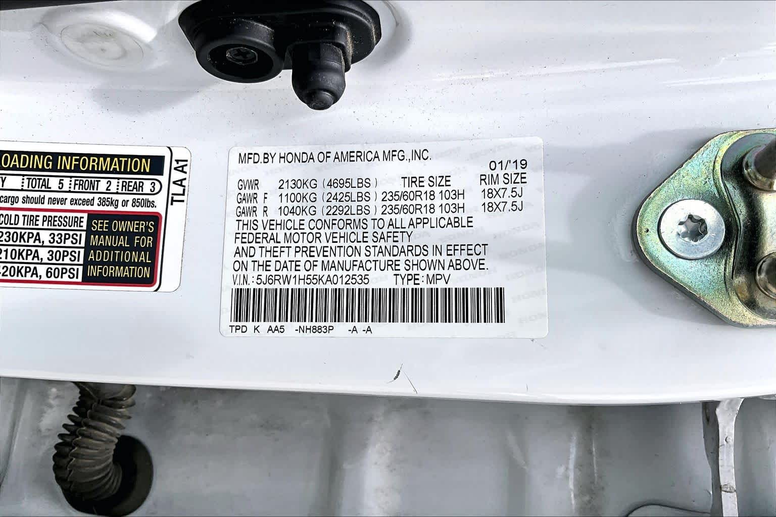 2019 Honda CR-V EX Platinum White Pearl at AutoNation USA Houston