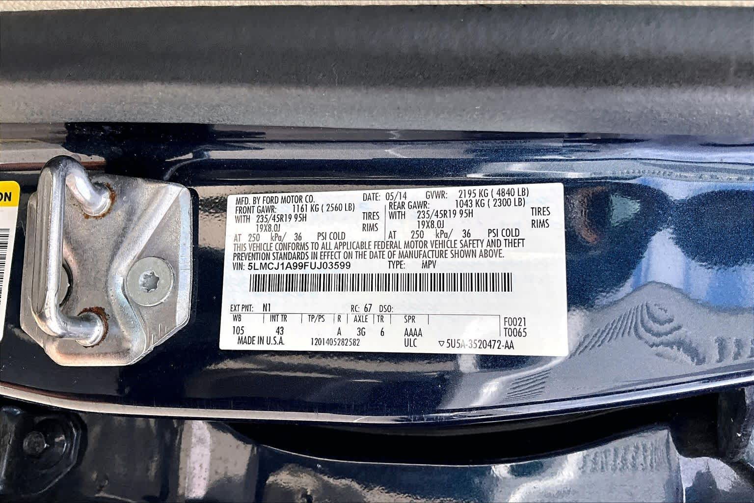 2015 Lincoln MKC  Midnight Sapphire Metallic at AutoNation USA Katy