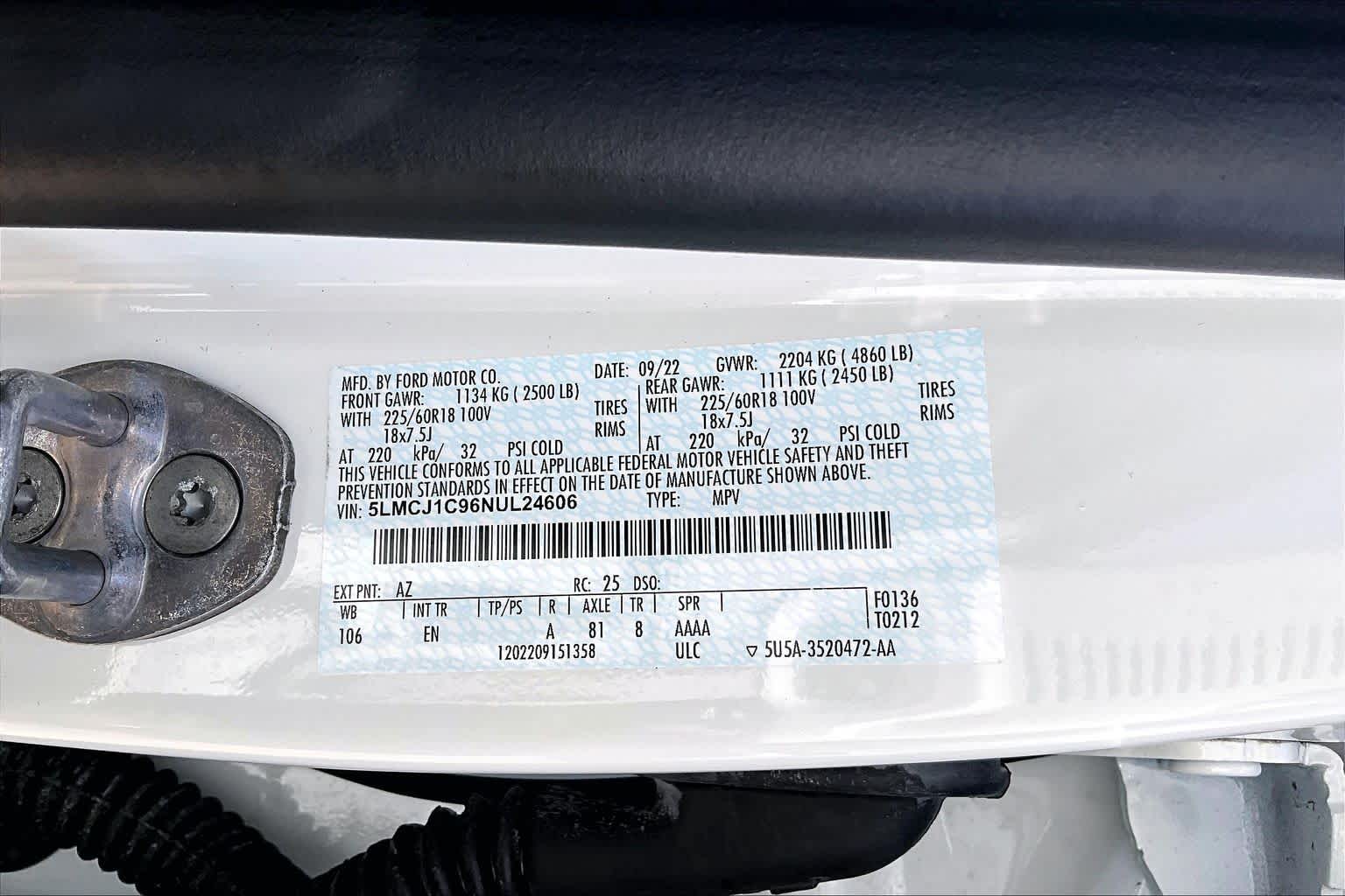 2022 Lincoln Corsair Standard Pristine White Metallic Tri-Coat at Mercedes-Benz of Houston North