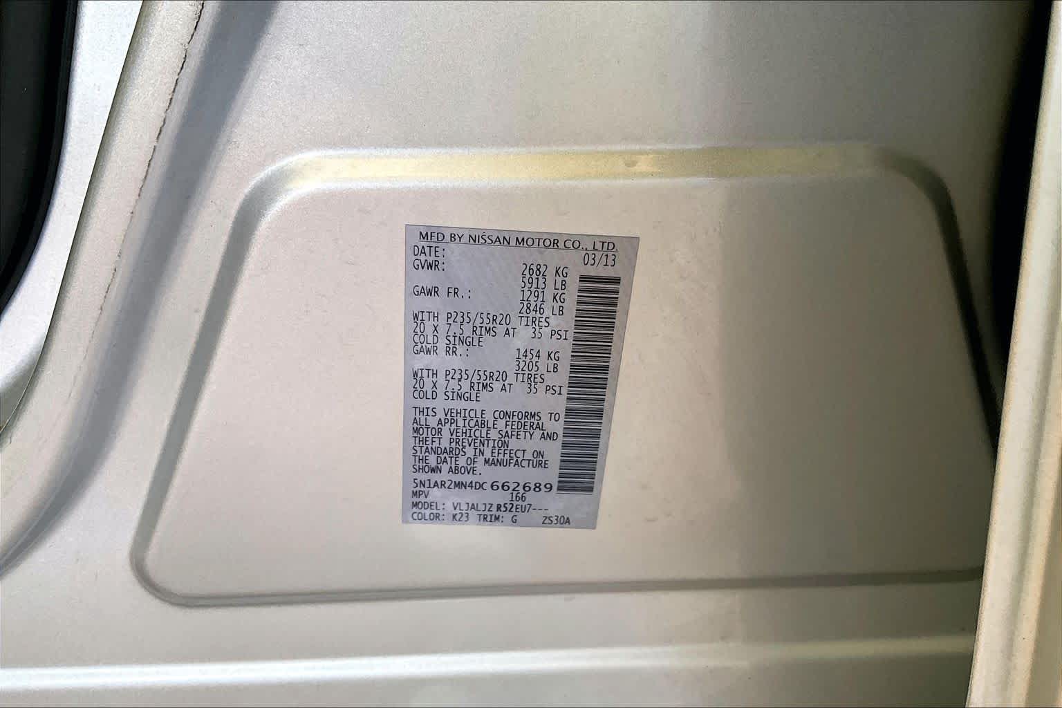 2013 Nissan Pathfinder Platinum Brilliant Silver at Westside Kia