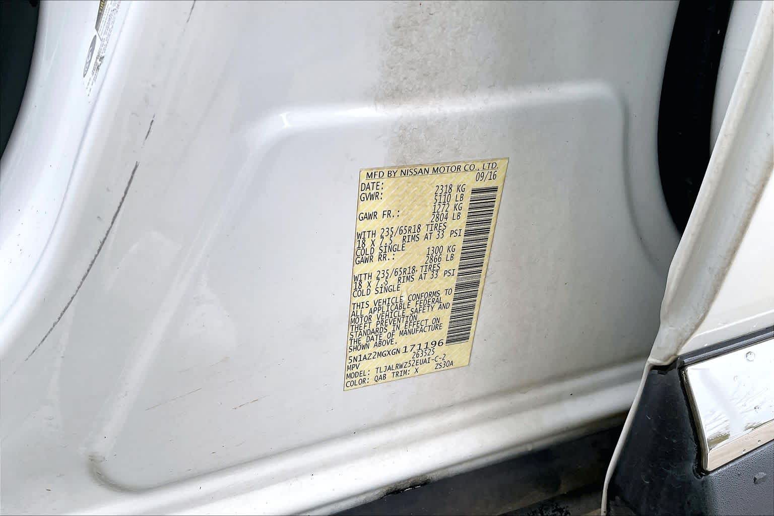 2016 Nissan Murano SL Pearl White at AutoNation Toyota Gulf Fwy