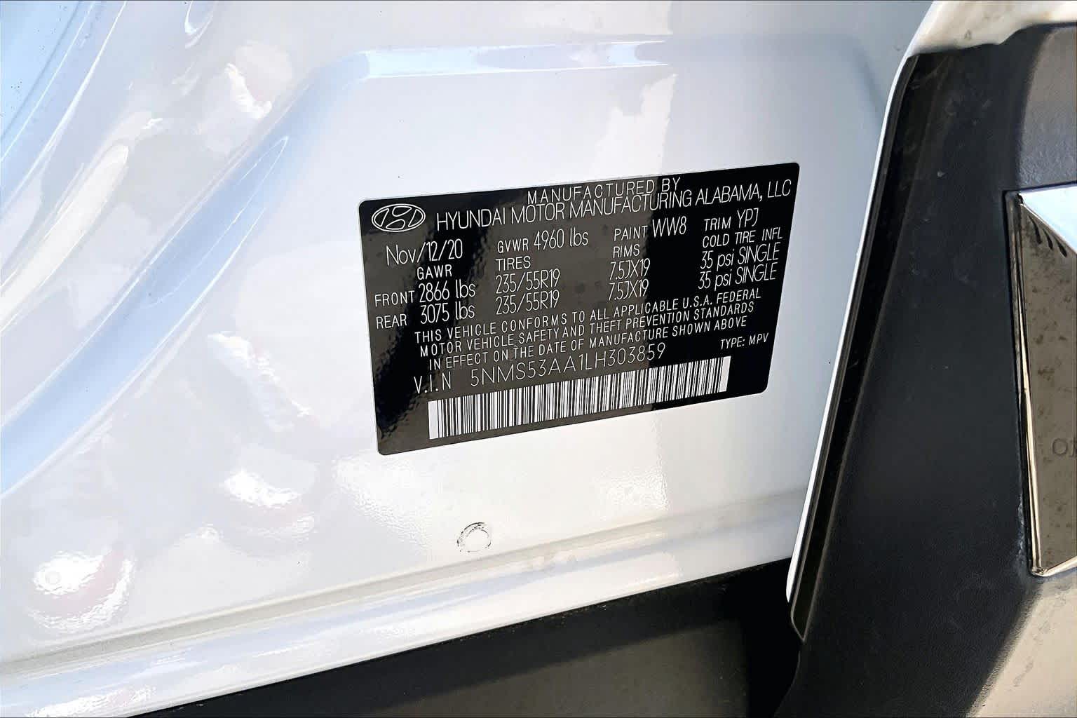 2020 Hyundai Santa Fe Limited Quartz White at HGreg Houston