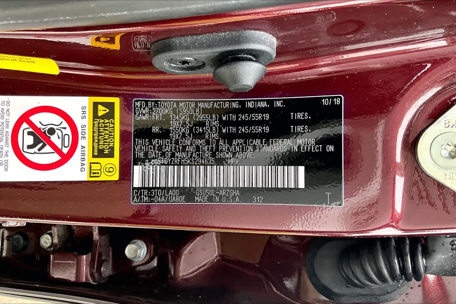 2019 Toyota Highlander Limited Ooh La La Rouge Mica at Lexus Southwest Houston