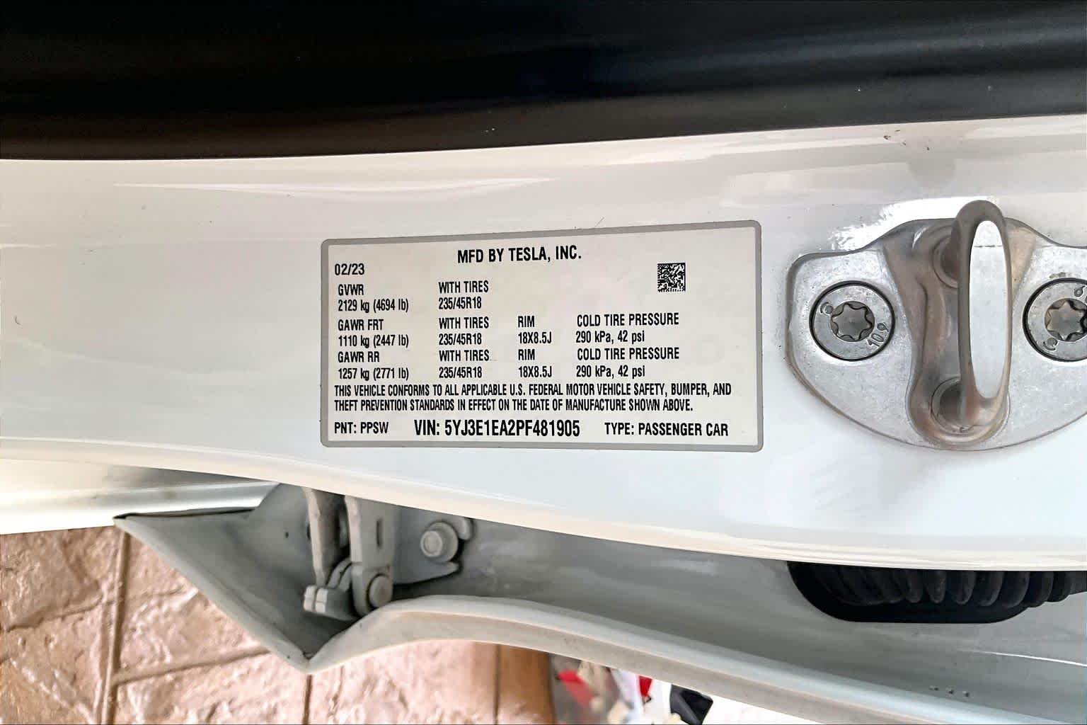 2023 Tesla Model 3  Pearl White Multi-Coat at Tomball Chrysler Dodge Jeep Ram