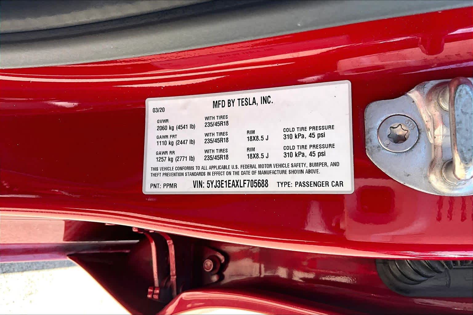 2020 Tesla Model 3 Standard Range Plus Red Multi-Coat at Beck & Masten Kia