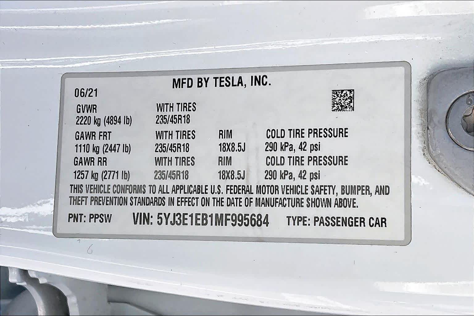 2021 Tesla Model 3 Long Range Pearl White Multi-Coat at AutoNation USA Houston