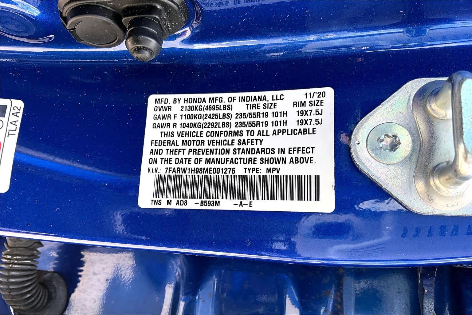 2021 Honda CR-V Touring Aegean Blue Metallic at Honda of Clear Lake