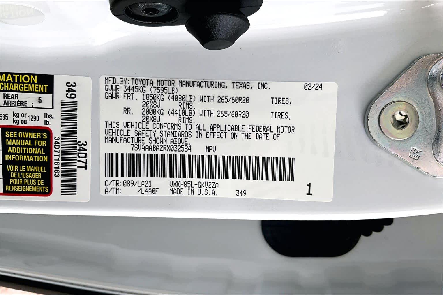 2024 Toyota Sequoia Platinum Wind Chill Pearl at Sterling McCall Nissan