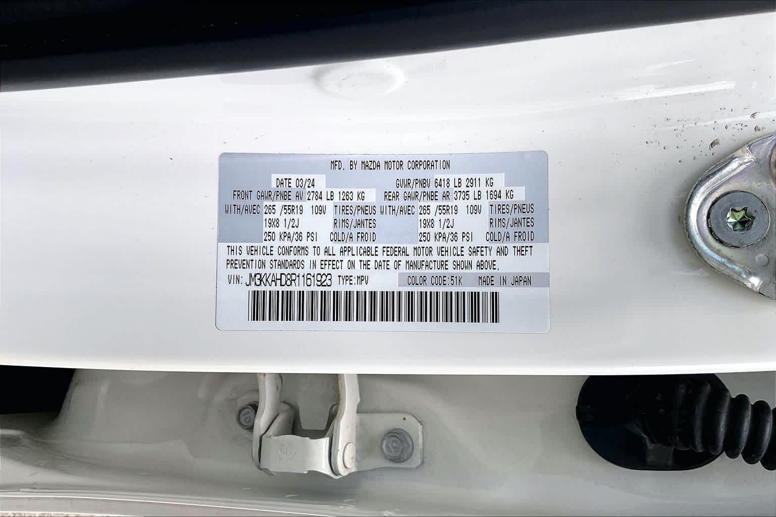 2024 Mazda CX-90 3.3 Turbo Select Rhodium White Premium at AutoNation Chrysler Jeep Dodge Ram Spring