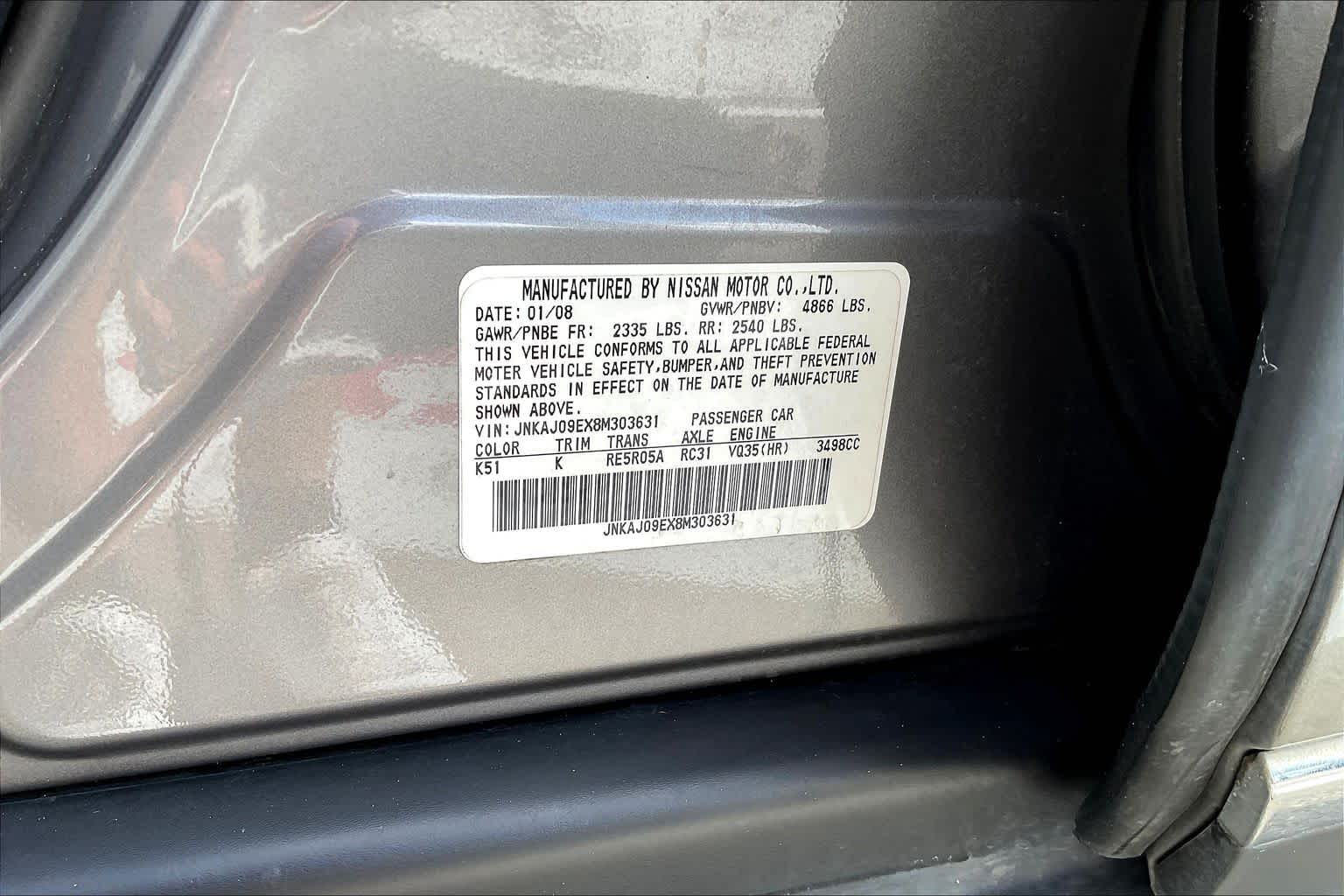 2008 INFINITI EX35 Journey Platinum Graphite Metallic at Sterling McCall Acura