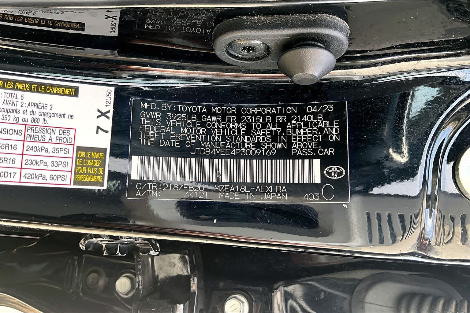 2023 Toyota Corolla LE Midnight Black Metallic at Westside Kia