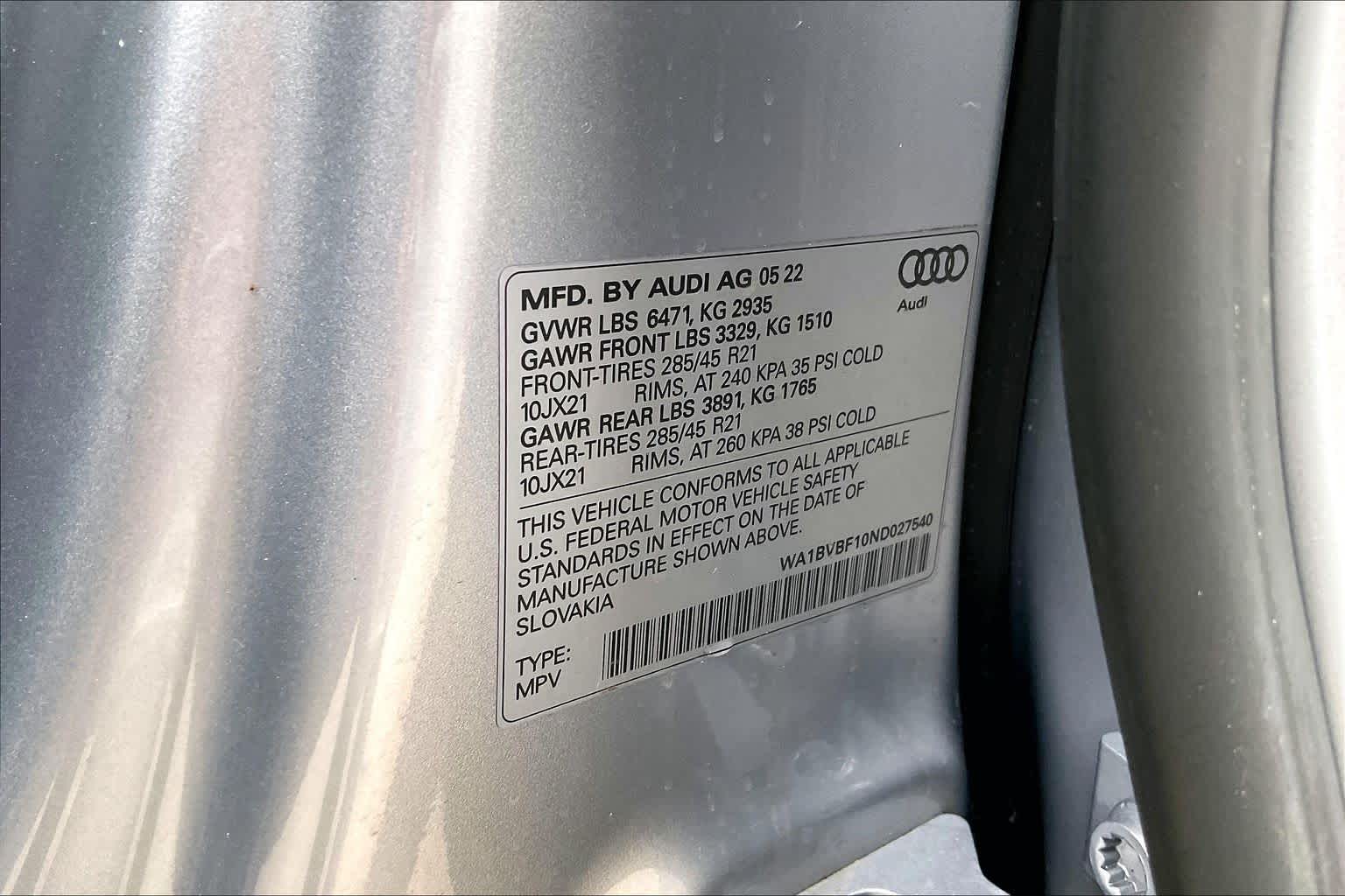 2022 Audi Q8 Premium Plus Florett Silver Metallic at BMW of West Houston
