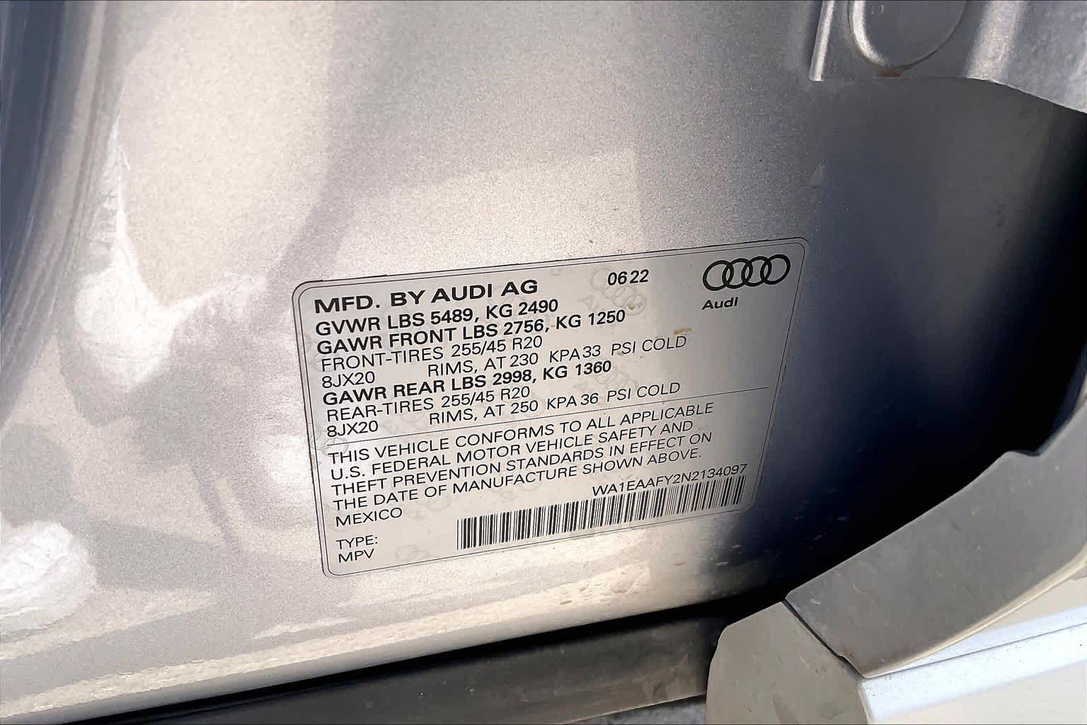 2022 Audi Q5 S line Premium Plus Florett Silver Metallic at Mercedes-Benz of Houston North