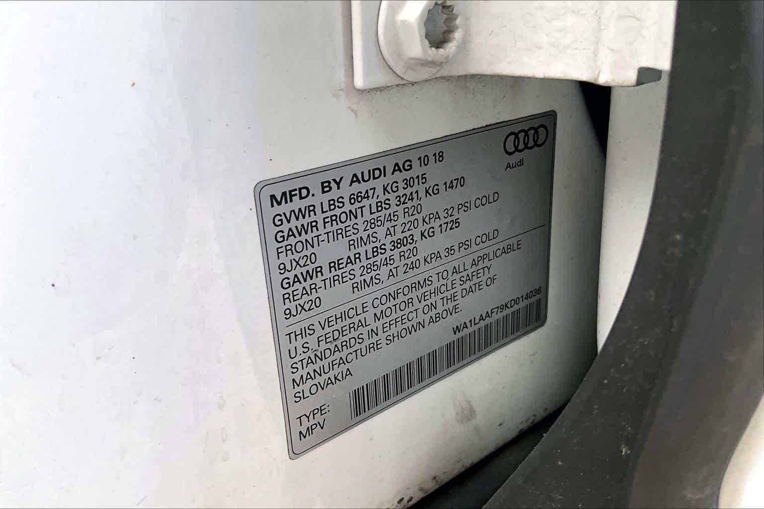 2019 Audi Q7 Premium Plus Glacier White Metallic at AutoNation USA Houston