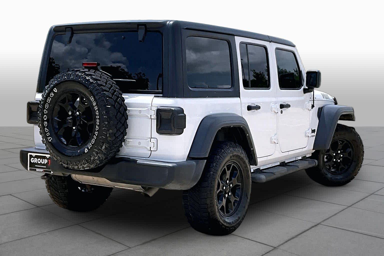 2021 Jeep Wrangler Unlimited Willys Bright White Clearcoat at Lexus Southwest Houston