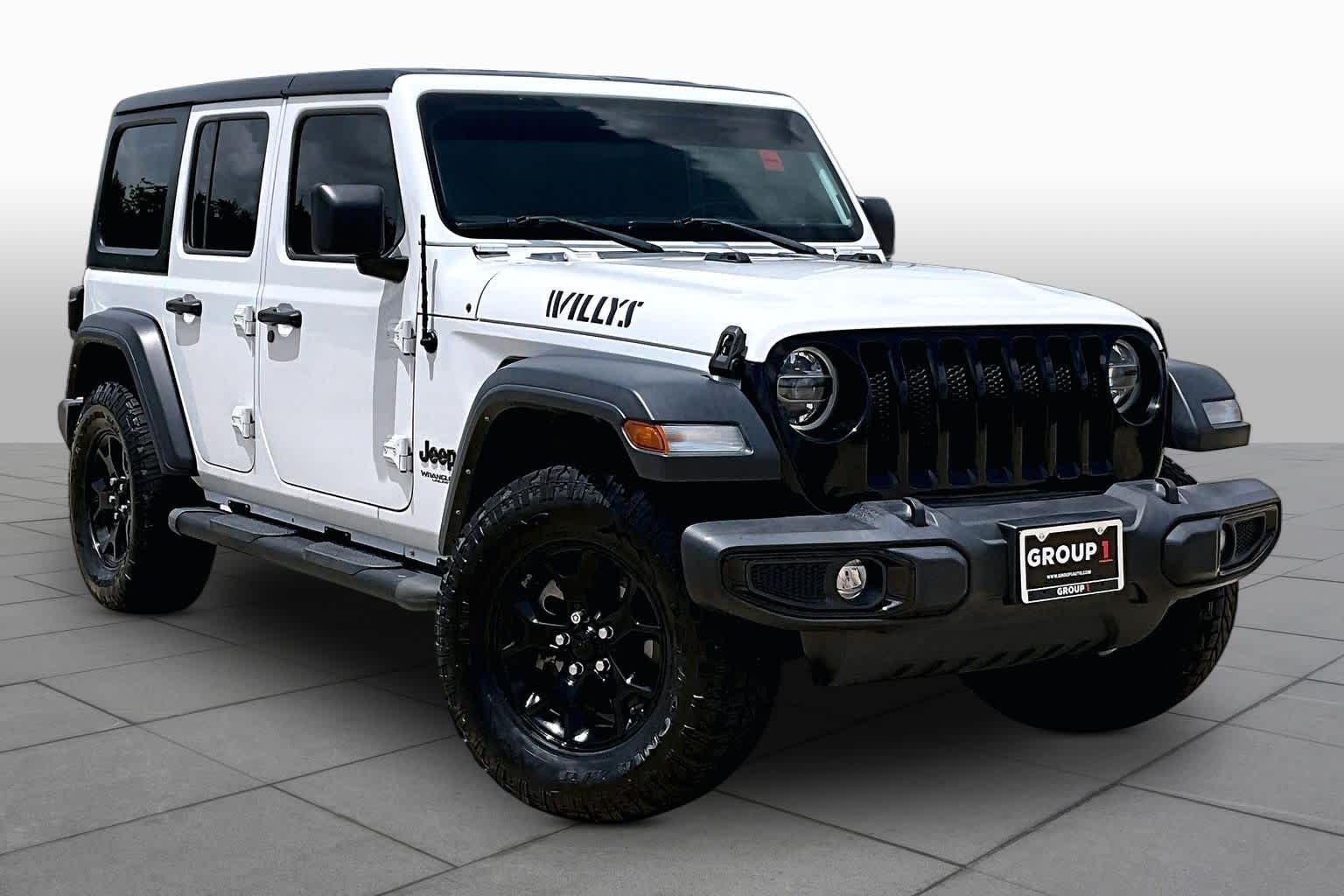 2021 Jeep Wrangler Unlimited Willys Bright White Clearcoat at Lexus Southwest Houston