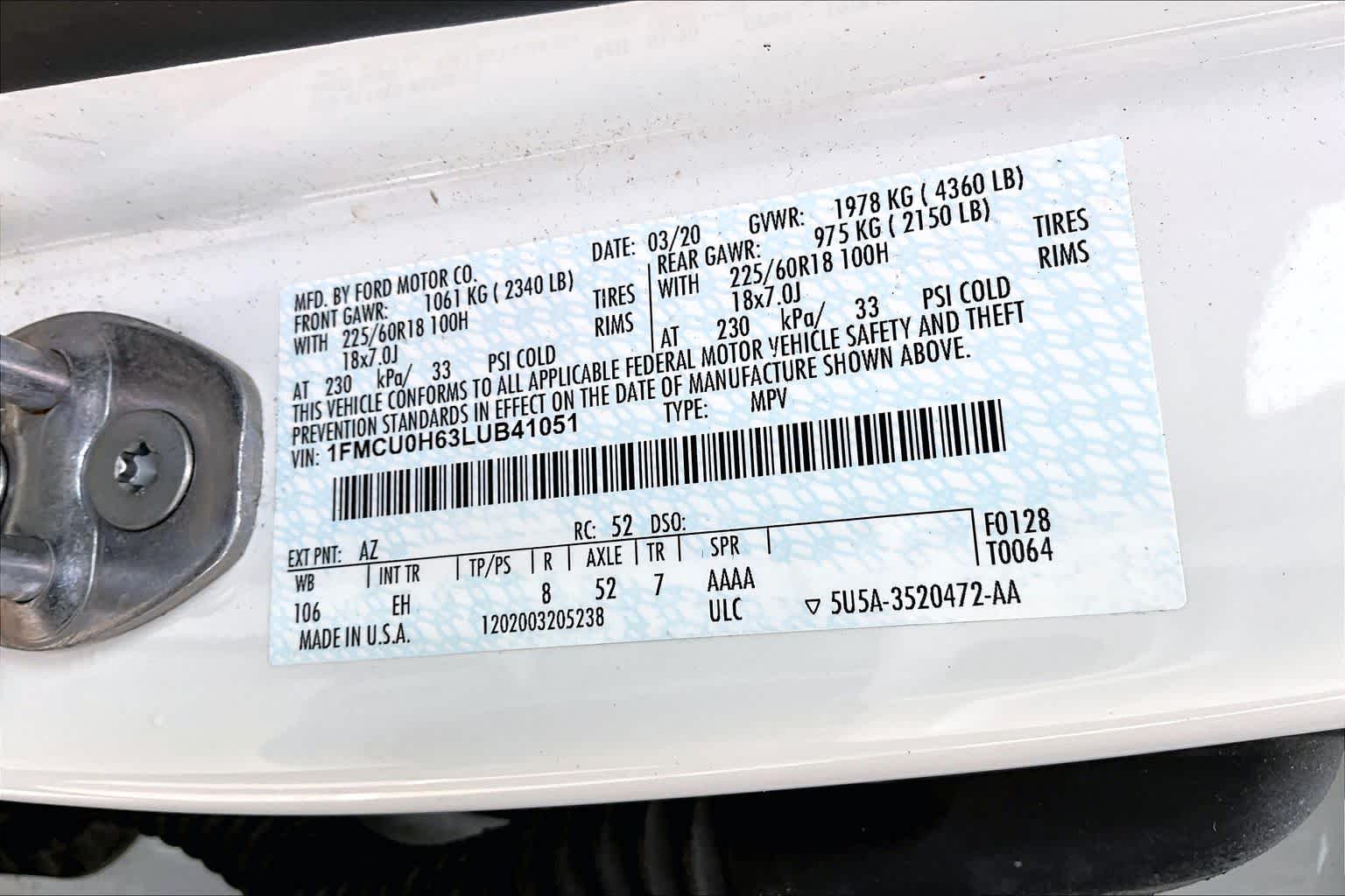 2020 Ford Escape SEL Star White Metallic Tri-Coat at Texan GMC Buick