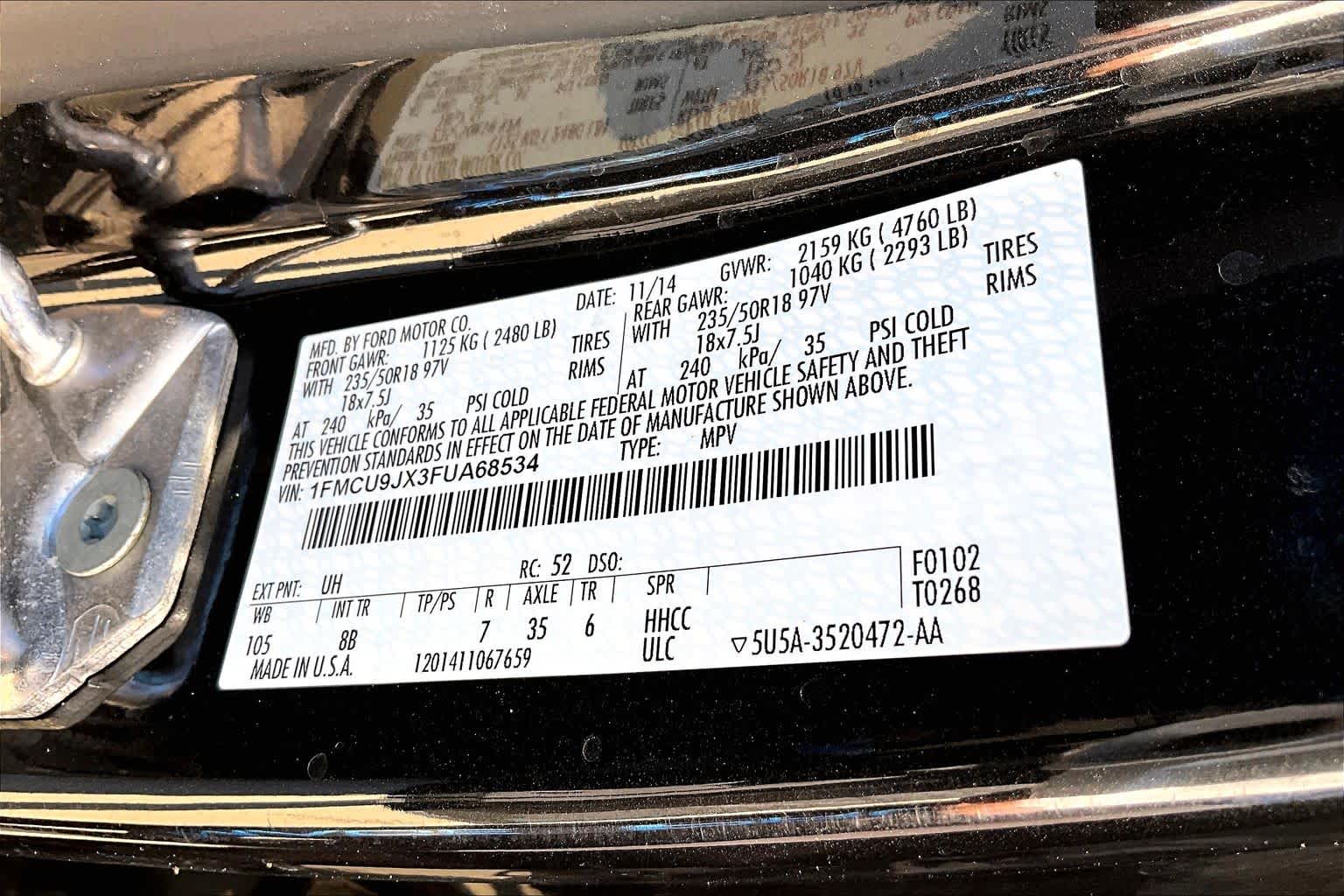 2015 Ford Escape Titanium Tuxedo Black at AutoNation USA Houston