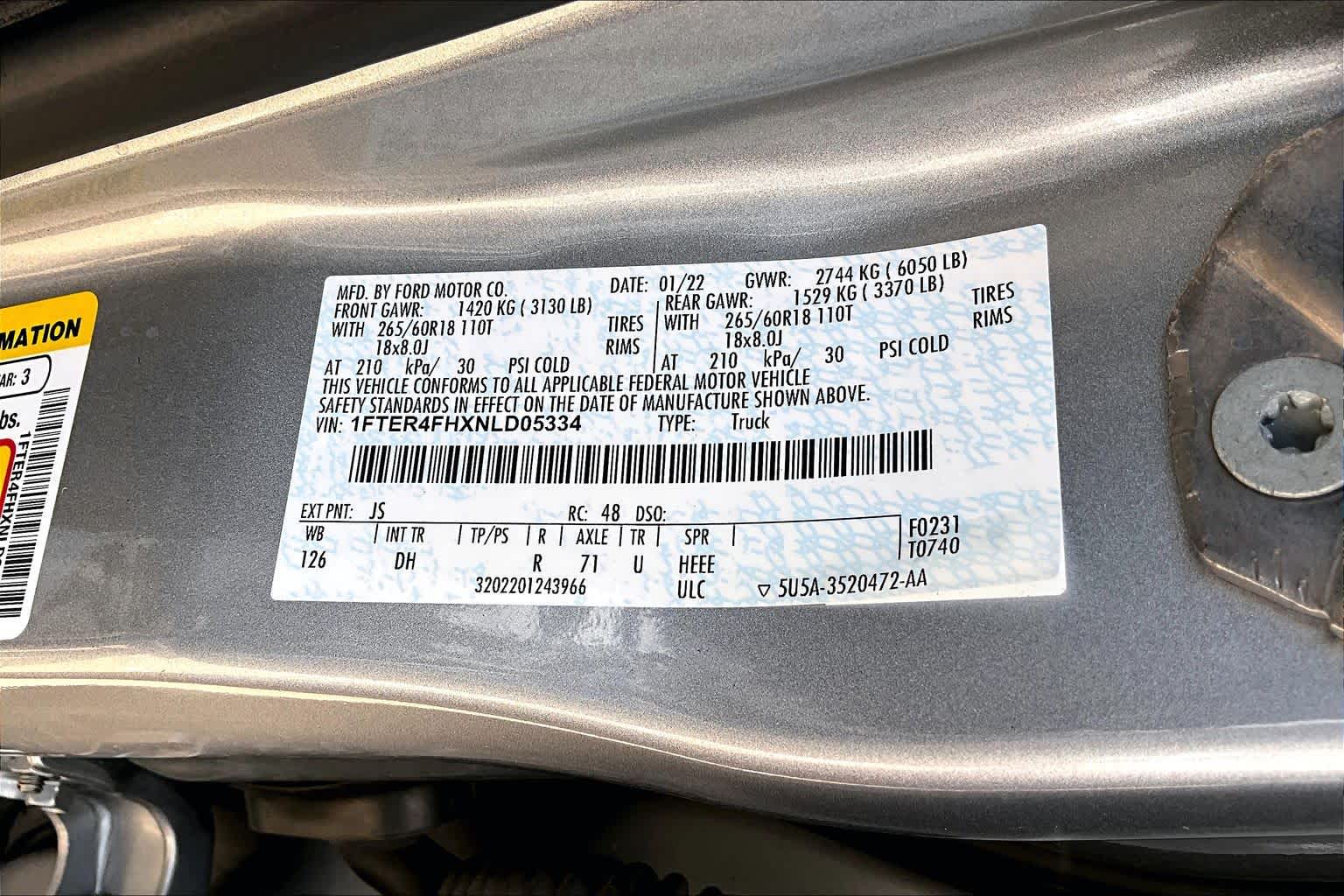 2022 Ford Ranger LARIAT Iconic Silver Metallic at Lexus Southwest Houston