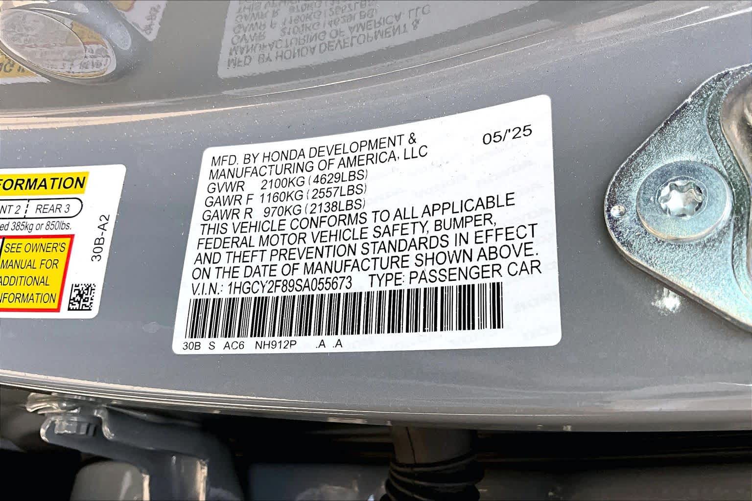 2025 Honda Accord Hybrid Touring Urban Gray Pearl at Beck & Masten Kia
