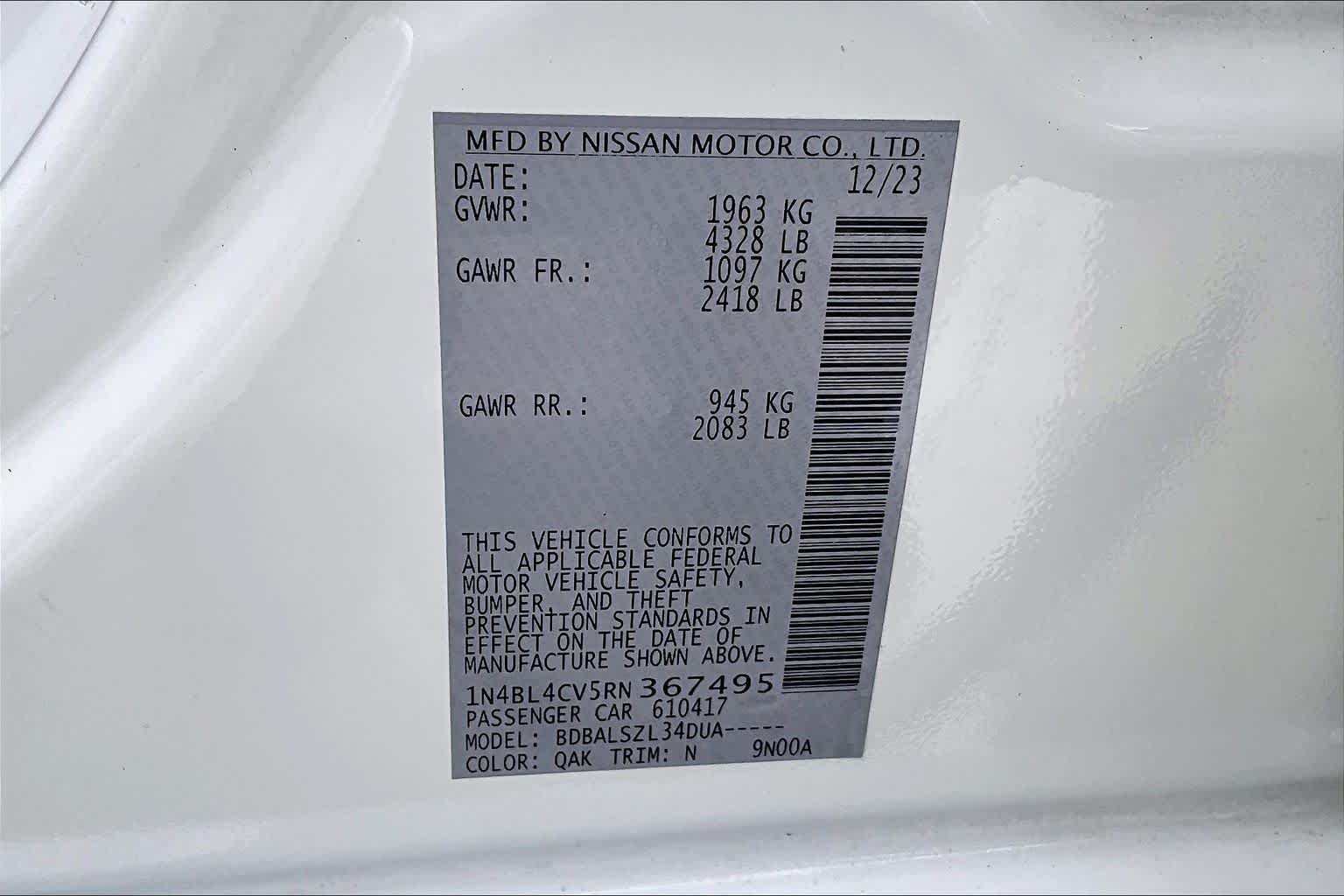 2024 Nissan Altima 2.5 SR Glacier White at AutoNation Ford Gulf Fwy