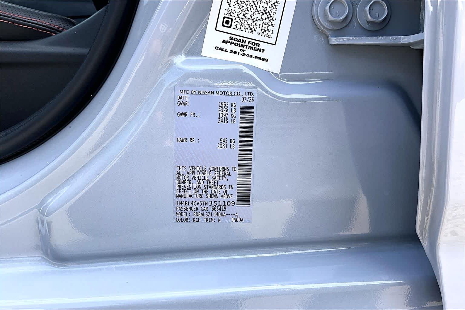 2026 Nissan Altima SR Gray Sky Pearl at AutoNation Chevrolet Gulf Fwy