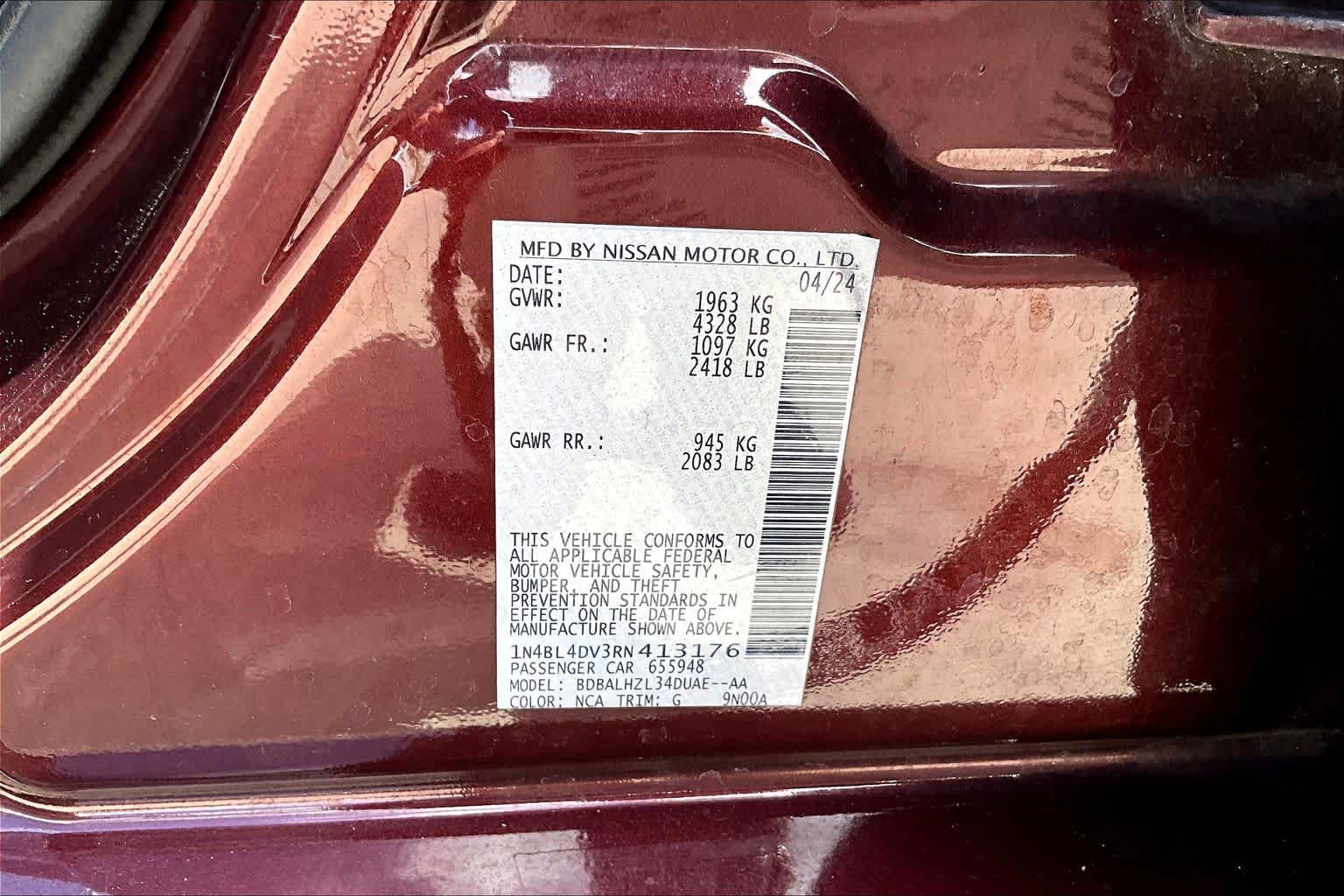 2024 Nissan Altima 2.5 SV Garnet Pearl Metallic at Lexus of Clear Lake