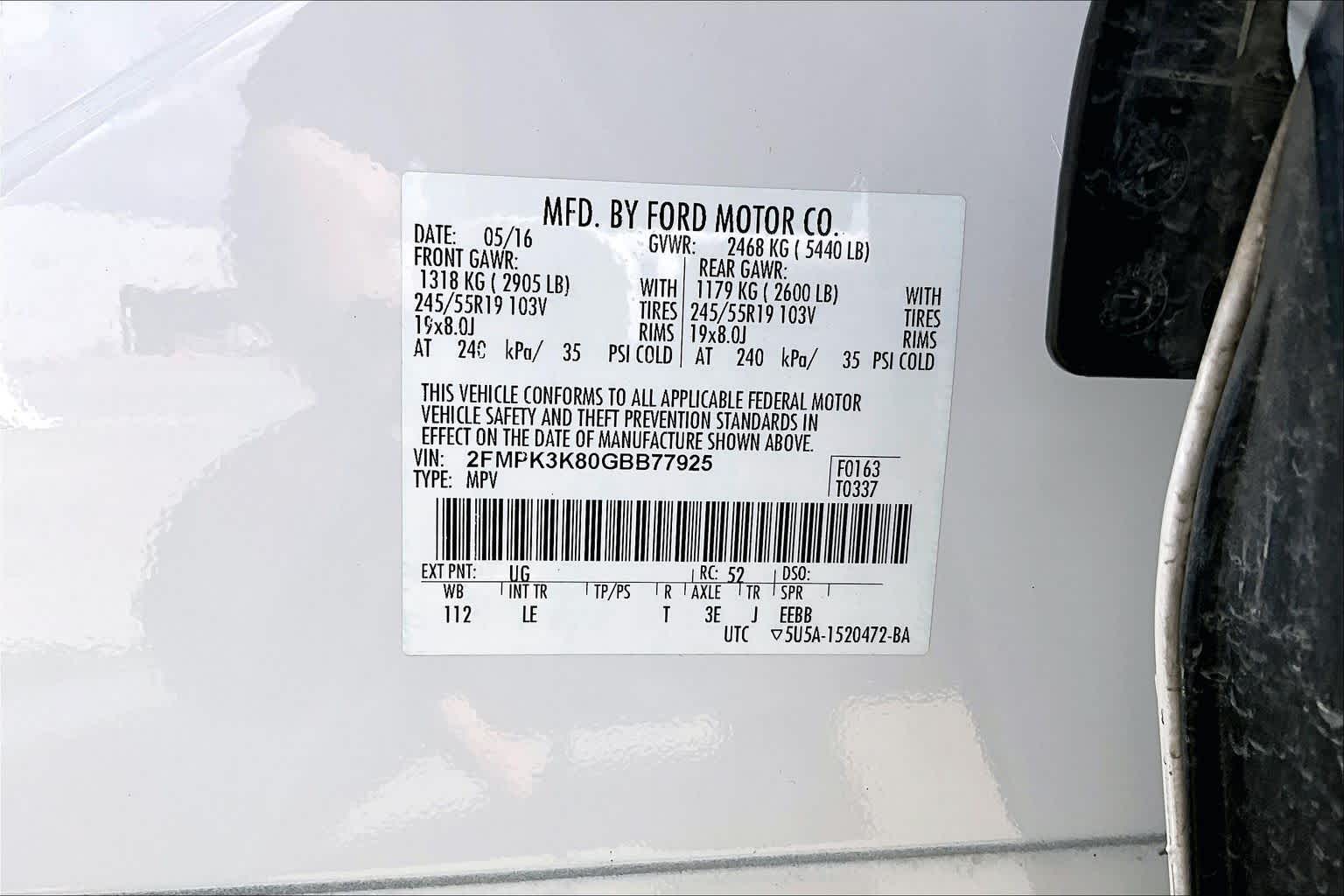 2016 Ford Edge Titanium White Platinum Metallic Tri-Coat at Tomball Ford