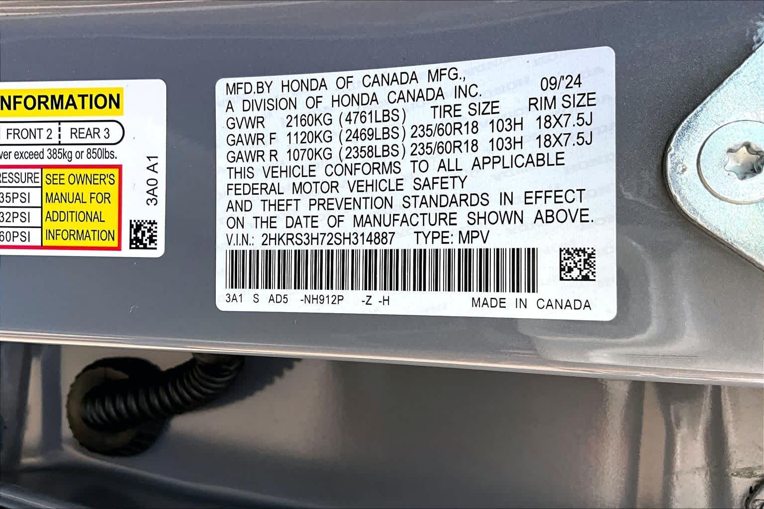 2025 Honda CR-V EX-L Urban Gray Pearl at Honda of Clear Lake