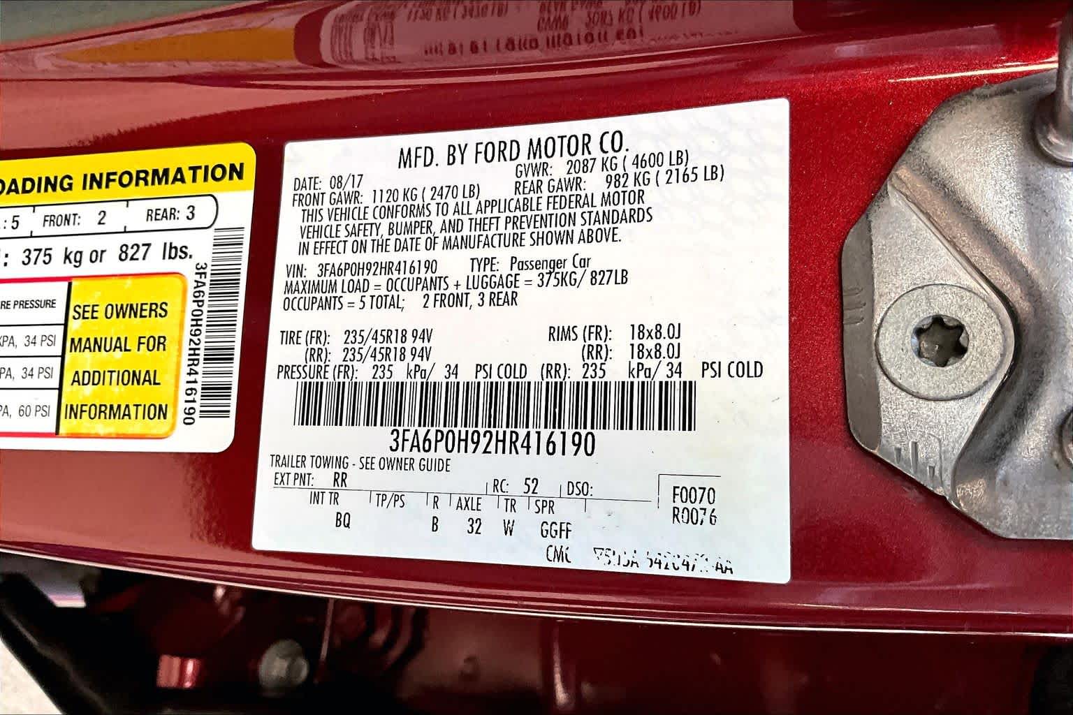 2017 Ford Fusion SE Ruby Red Metallic Tinted Clearcoat at HGreg Houston