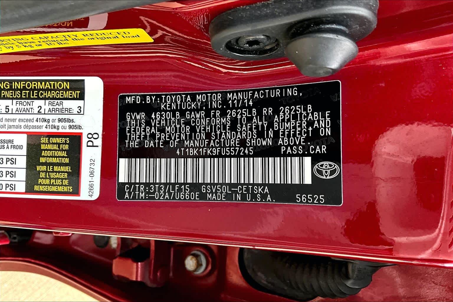 2015 Toyota Camry XSE Ruby Flare Pearl at AutoNation Toyota Gulf Fwy