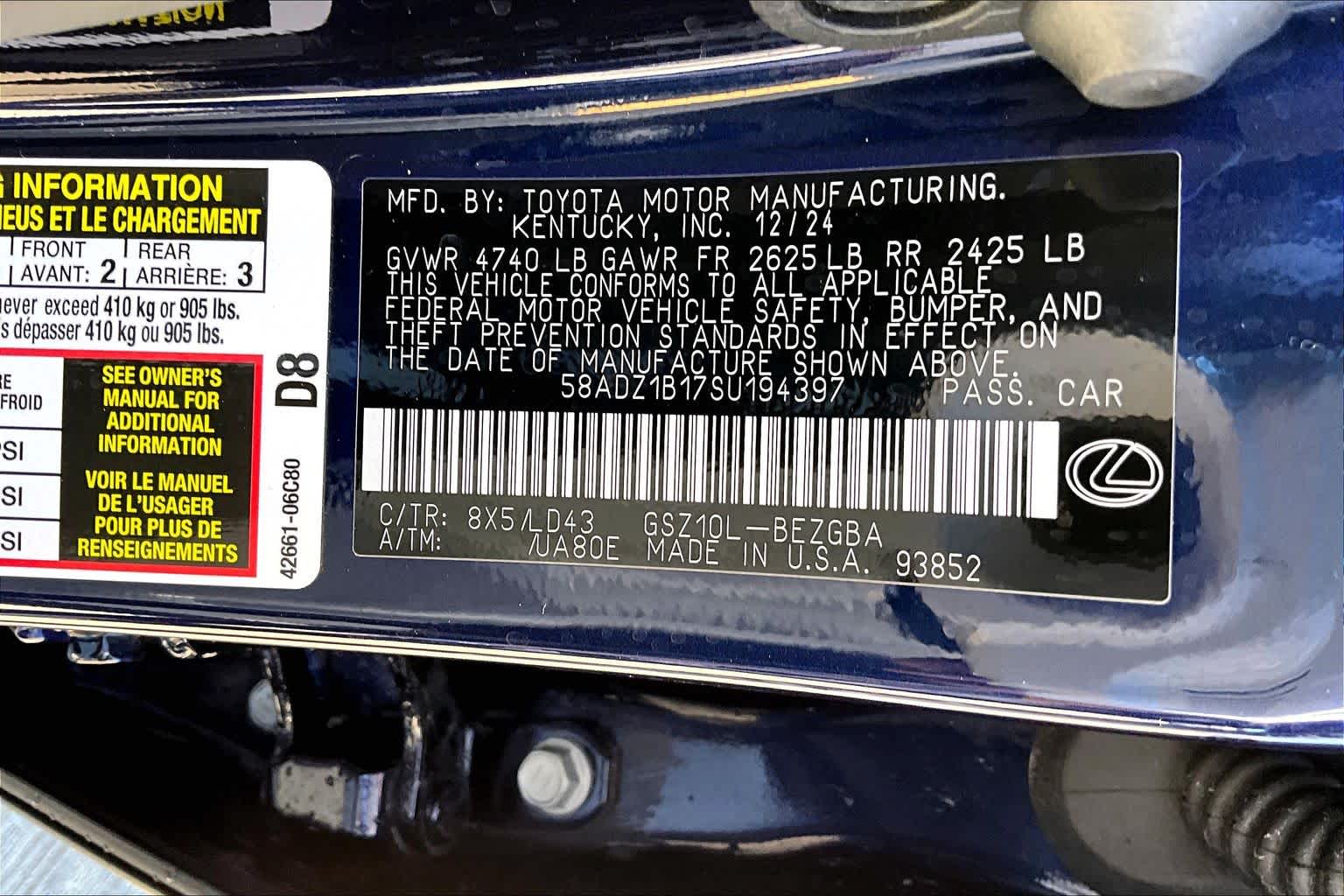 2025 Lexus ES  Nightfall Mica at Lexus Southwest Houston