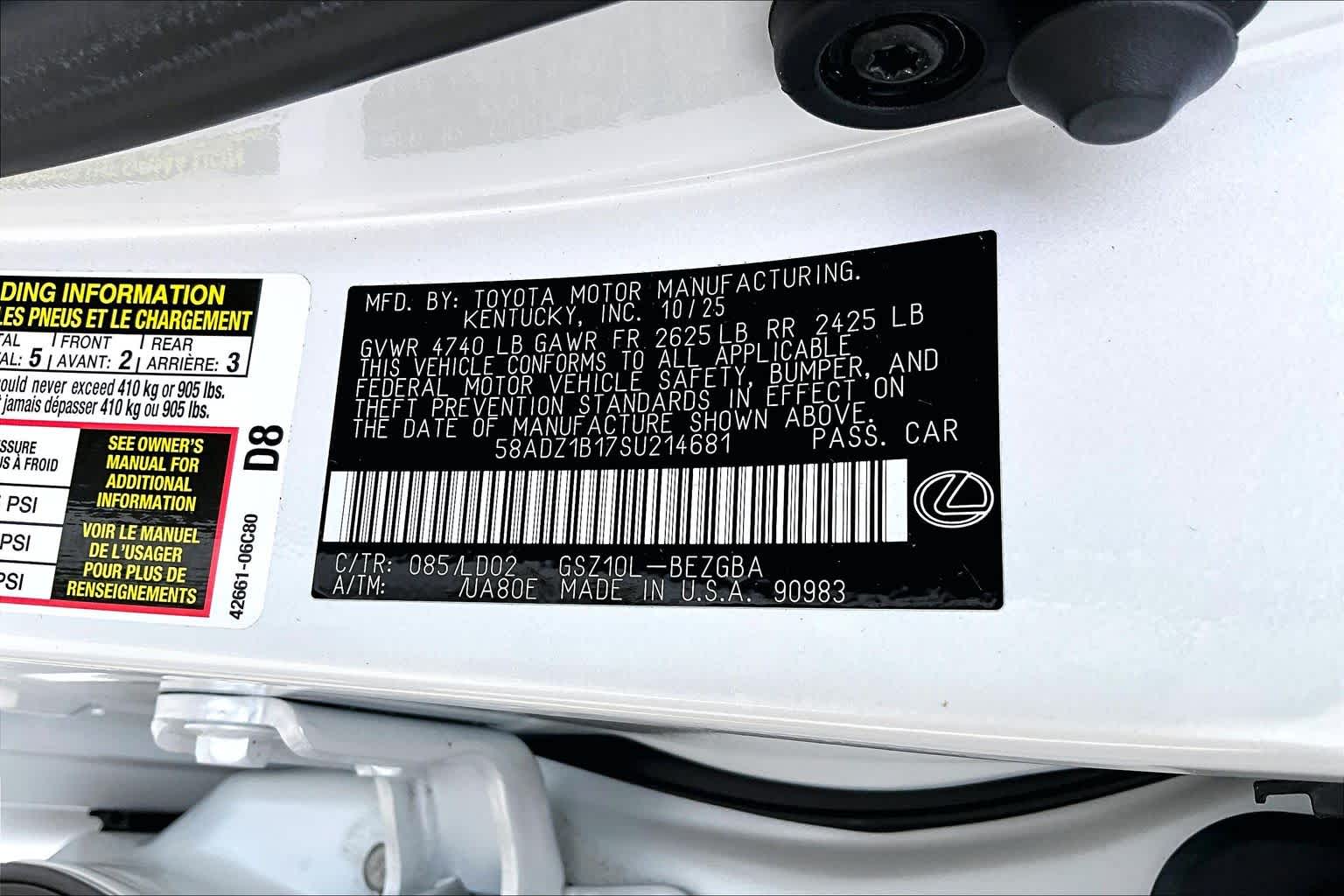 2025 Lexus ES 350  Eminent White Pearl at Lexus Southwest Houston