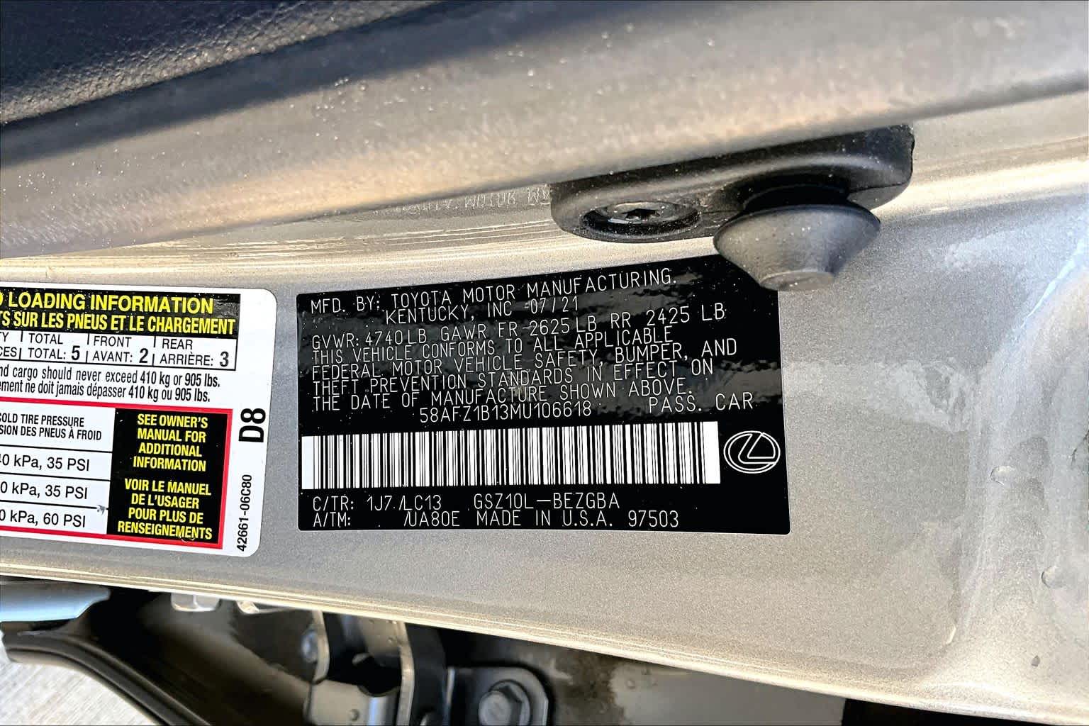 2021 Lexus ES Ultra Luxury  Atomic Silver at Lexus of Clear Lake