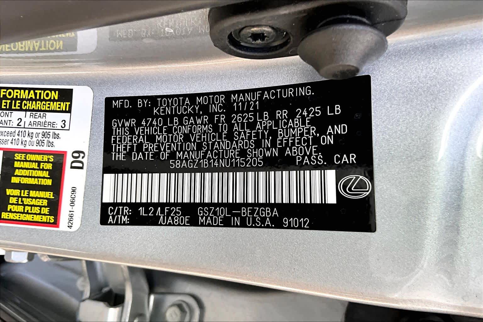 2022 Lexus ES 350 F SPORT  Iridium at Lexus Southwest Houston