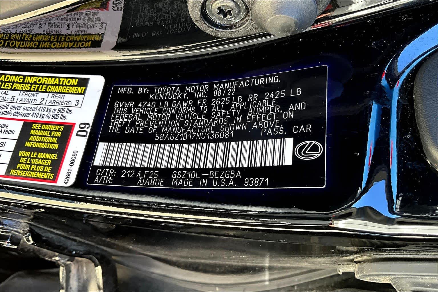 2022 Lexus ES F SPORT  Obsidian at AutoNation Chrysler Jeep Dodge Ram Spring