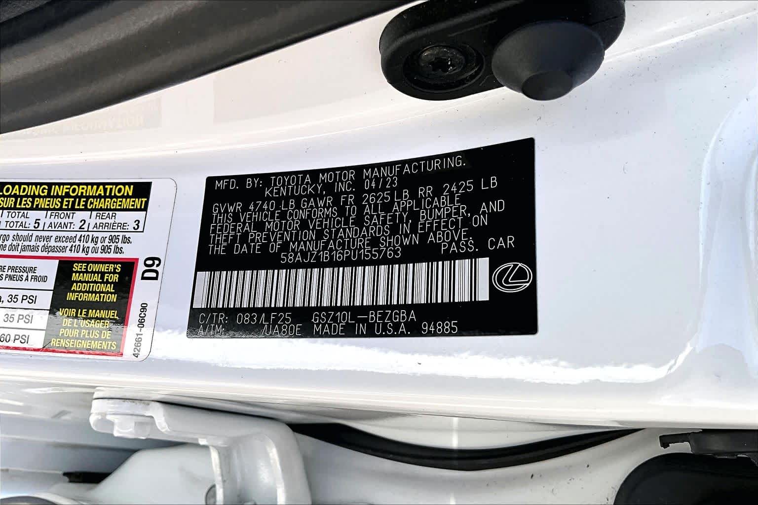 2023 Lexus ES 350 F SPORT Handling  Ultra White at Lexus Southwest Houston