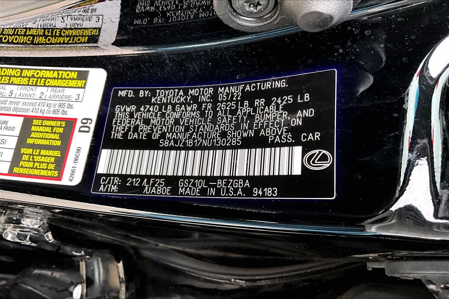 2022 Lexus ES F SPORT  Obsidian at Lexus of Clear Lake