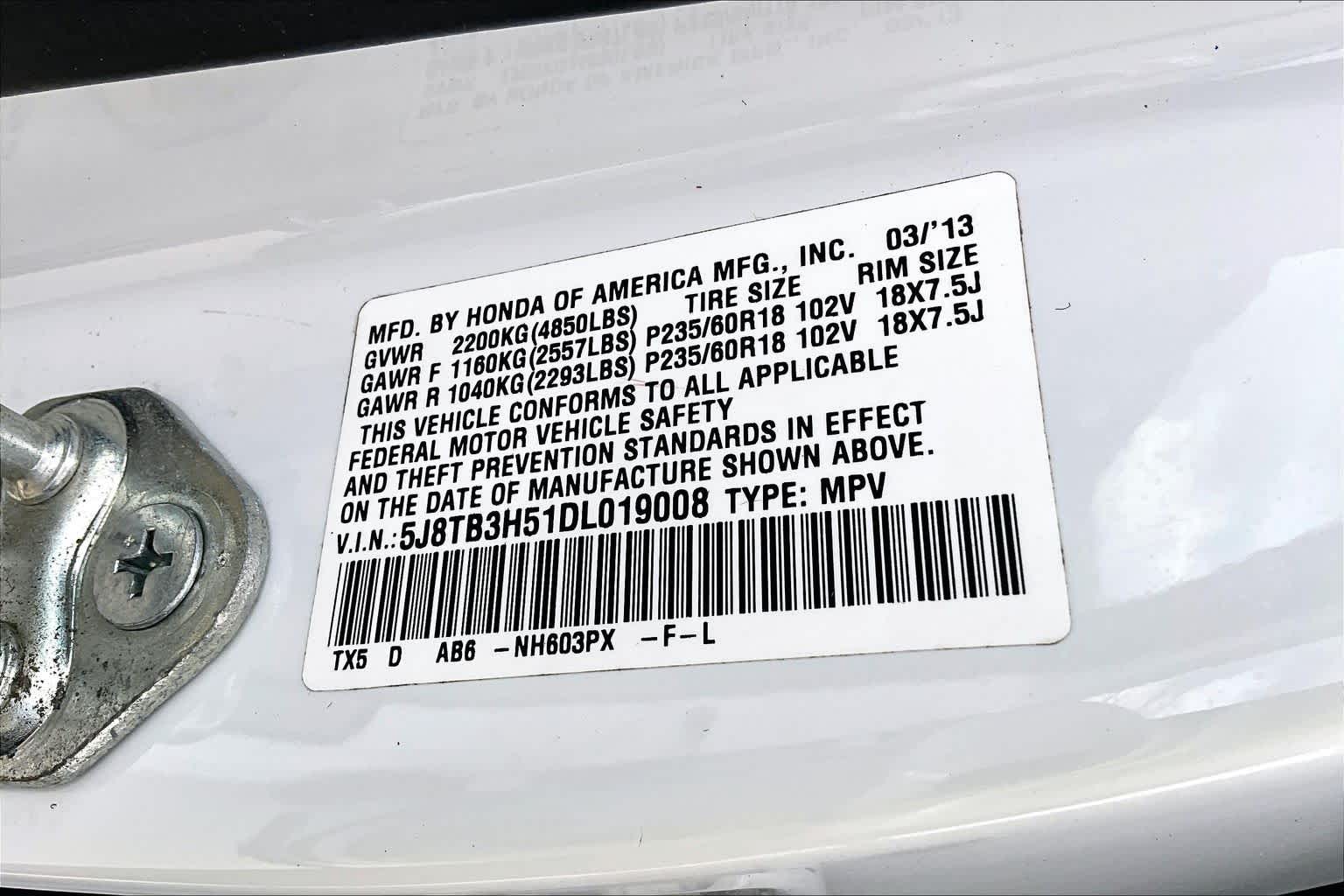 2013 Acura RDX Tech Pkg White Diamond Pearl at Lexus Southwest Houston