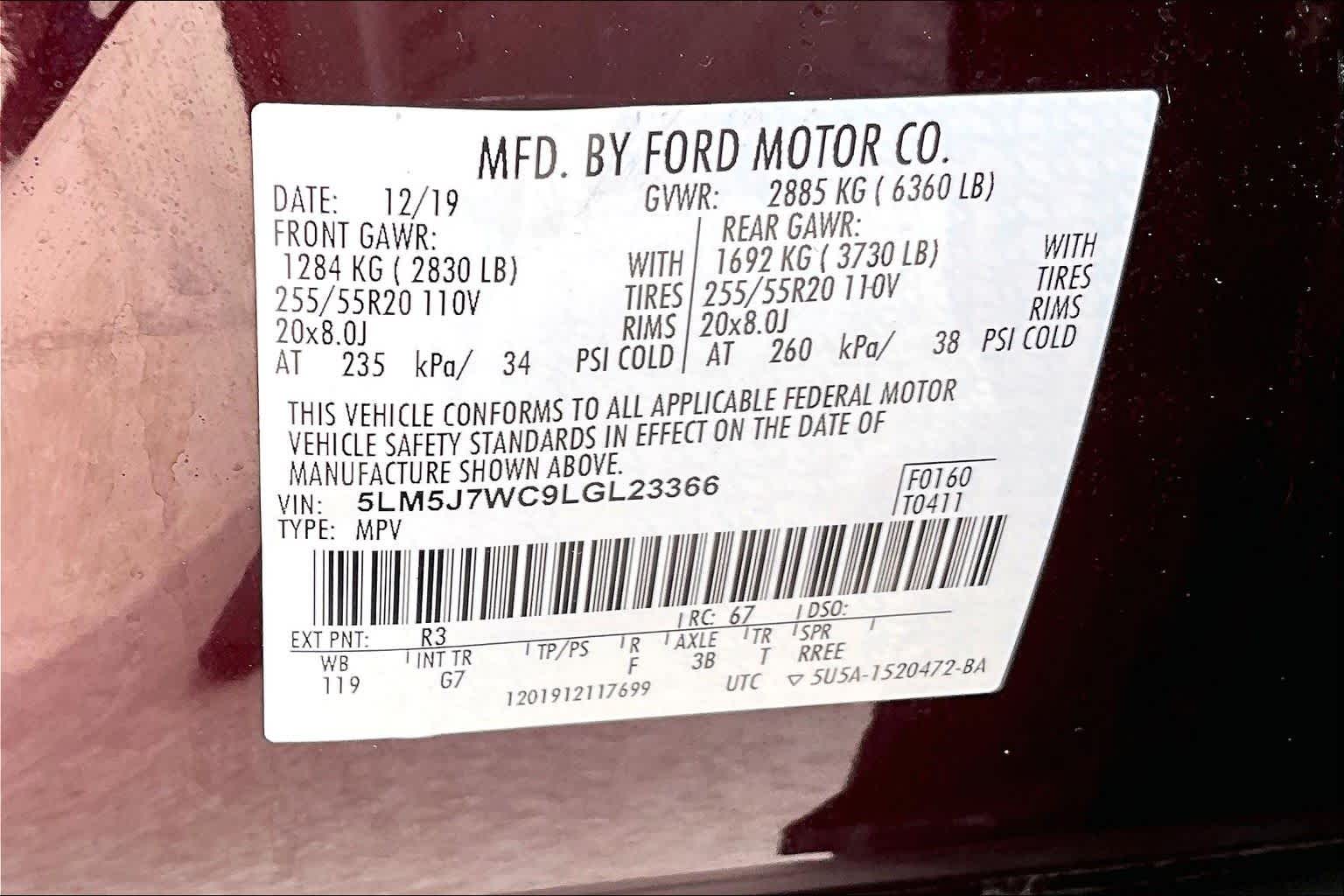 2020 Lincoln Aviator Reserve Burgundy Velvet Metallic Tinted Clearcoat at Mercedes-Benz of Houston North