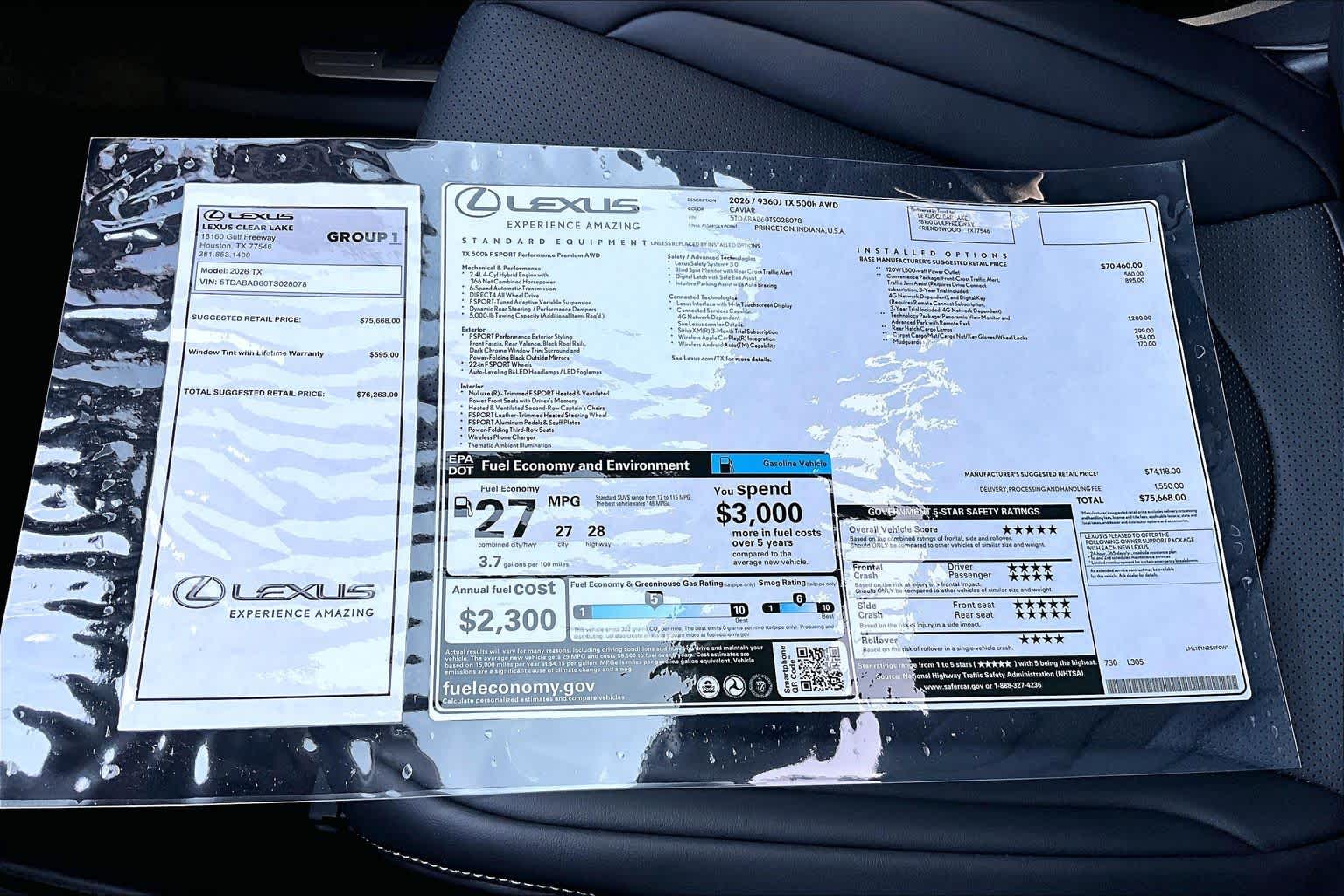 2026 Lexus TX 500h F SPORT Performance Premium  Caviar at Lexus Southwest Houston