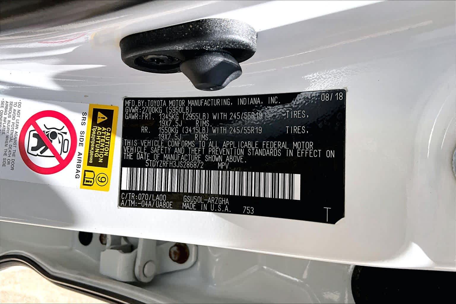 2018 Toyota Highlander Limited Blizzard Pearl at Beck & Masten Kia