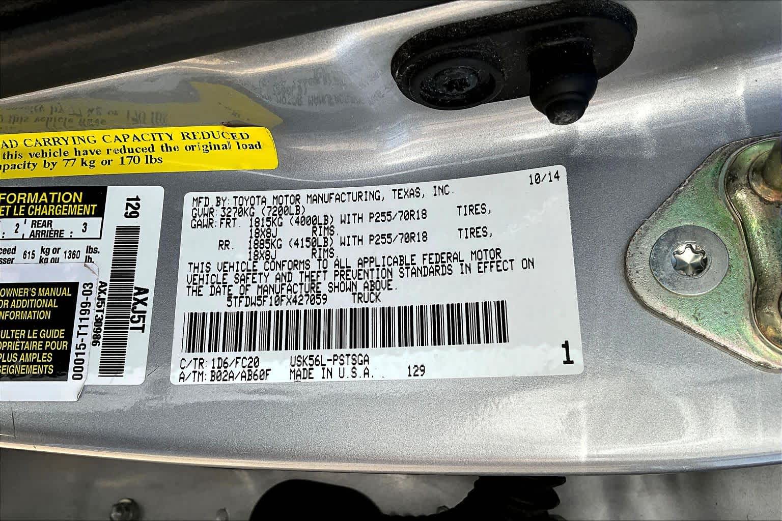 2015 Toyota Tundra SR5 Silver Sky Metallic at Sterling McCall Nissan