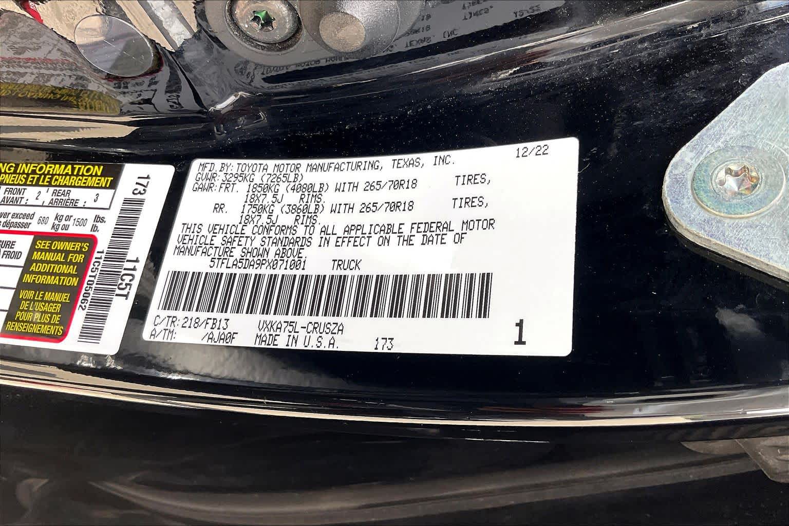 2023 Toyota Tundra SR5 Midnight Black Metallic at Lexus Southwest Houston