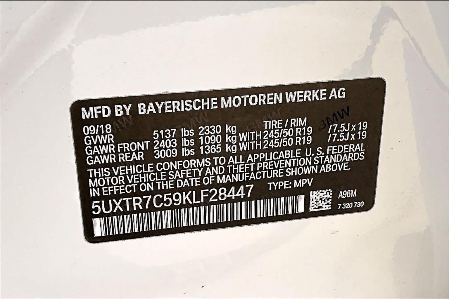 2019 BMW X3 sDrive30i Mineral White Metallic at AutoNation Chrysler Jeep Dodge Ram Spring