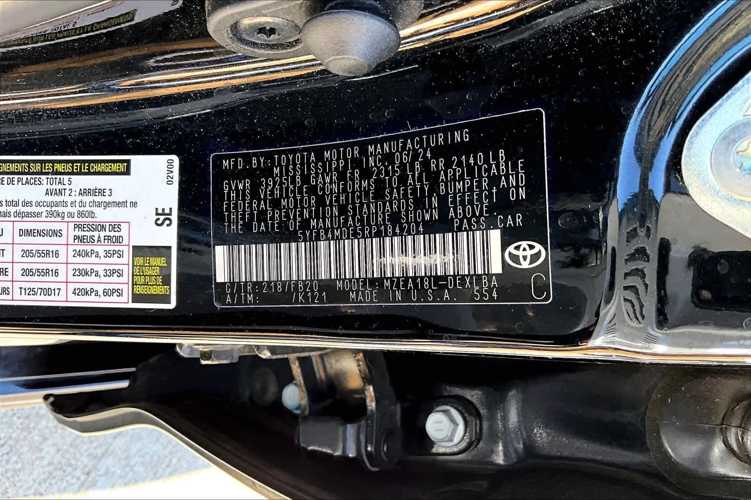 2024 Toyota Corolla LE Midnight Black Metallic at Beck & Masten Kia